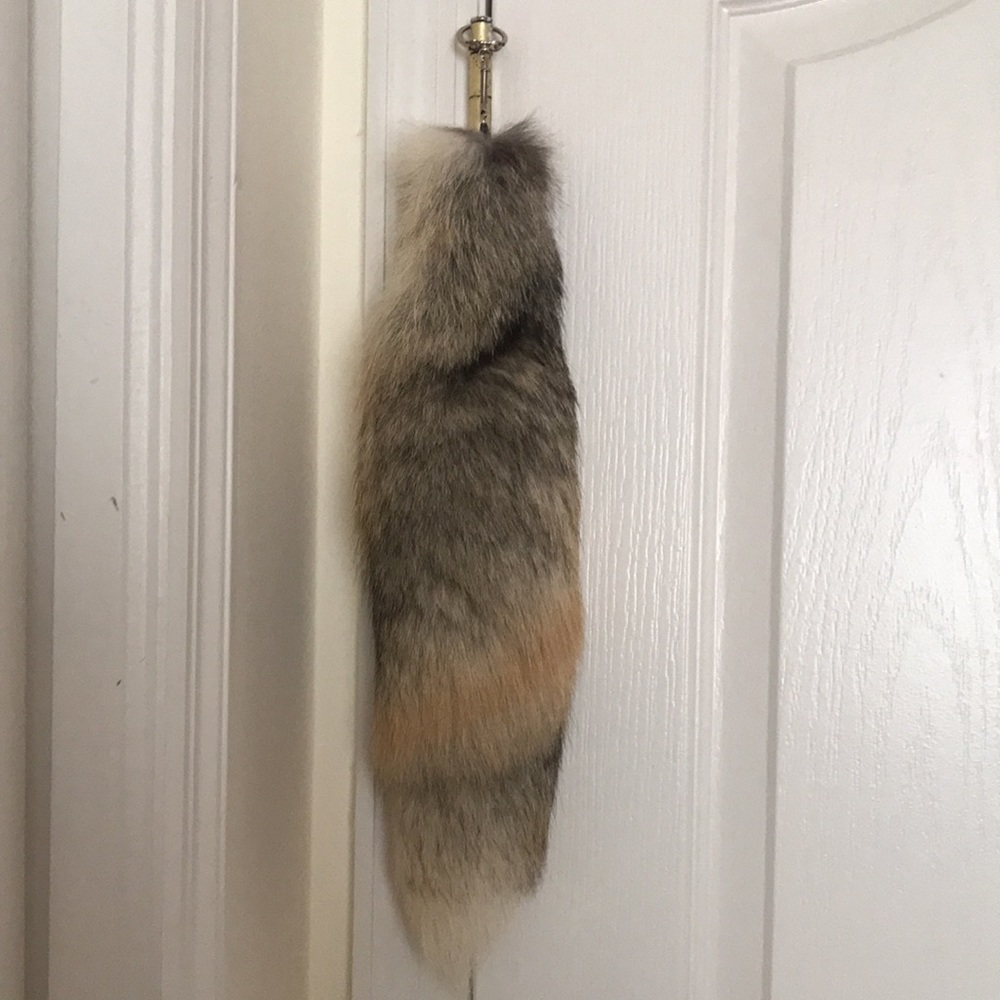 Brown Fox Tail Keychain - real fur